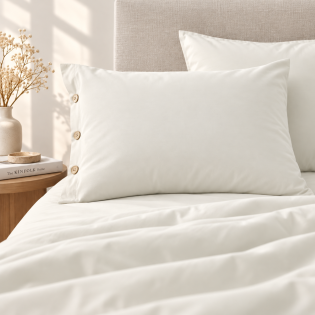 Taie d’oreiller volant plat 50 x 70 cm 100% coton Percale unie PERRINE Pampa