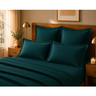 Lot de 4 Taies d'Oreiller 100% Coton 57 Fils/cm² – 2 Taies 63 x 63 cm + 2 Taies 50 x 70 cm Emeraude