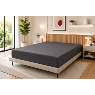 Drap Housse 140 x 190 cm Ardoise – 100% Coton 57 Fils/cm²