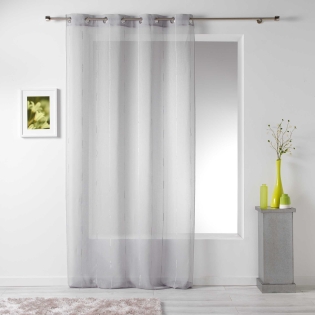 Panneau a oeillets 140 x 260 cm voile sable fils chenille linahe Gris