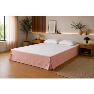 Cache-sommier 140 x 190 cm Double Gaze de Coton GAÏA Rose pêche – Qualité Haut de Gamme