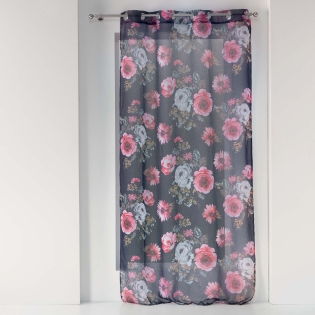 Voilage a oeillets 140 x 240 cm voile sable imprime flower life Prune