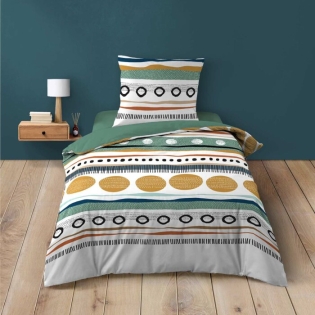 PARURE 2 P. 140 x 200 CM IMPRIME 42 FILS ALLOVER ASIANA