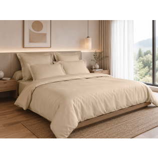 Housse de Couette 260 x 240 cm – 100% Coton 57 Fils/cm² – Sable 