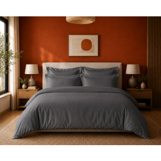 Housse de couette Prestige 260 x 240 cm Graphite – Satin de coton peigné 120 fils/cm² sur Mon Linge de Maison Housse de couette Prestige 260 x 240 cm Graphite – Satin de coton peigné 120 fils/cm²