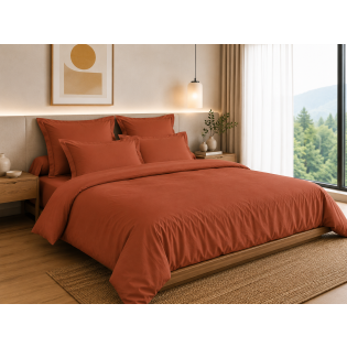 Housse de Couette 260 x 240 cm – 100% Coton 57 Fils/cm² – Paprika