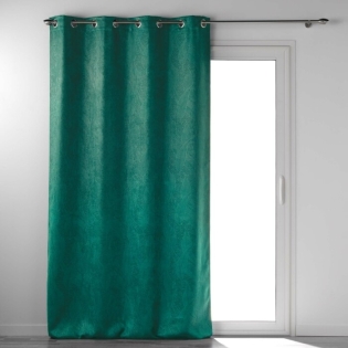Rideau grande hauteur 135 x 280 cm occultant velours frappé Melodie Vert