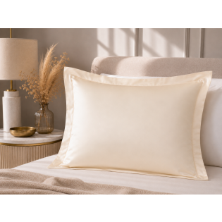 Taie d'Oreiller 50 x 70 cm Crème – Satin de Coton 120 Fils/cm² – Hôtellerie Haut de Gamme