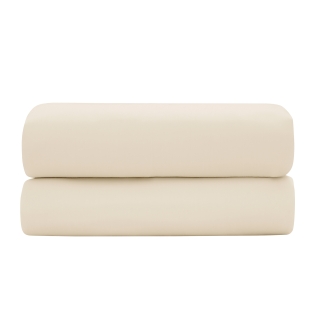 Drap-housse 140 x 190 cm — Satin de coton 120 fils/cm² — Crème — Bonnet 30 cm