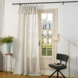 Rideau ajustable 140 x 270 cm + 8 anneaux pinces – Effet lin EVASION Nuage