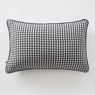 Coussin déhoussable 40 x 60 cm - Double gaze de coton tissée teinte - VICKIE - Truffe