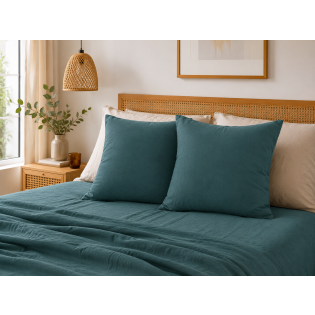Lot de 2 Taies d’Oreiller 60 x 60 cm – Double Gaze de Coton – GAÏA Canard