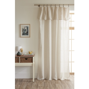 Rideau ajustable + 8 anneaux pince 140 x 270 cm Polyester fils teints effet chambray DUA Sable sur Mon Linge de Maison Rideau ajustable + 8 anneaux pince 140 x 270 cm Polyester fils teints effet chambray DUA Sable