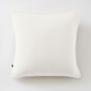 Coussin déhoussable 45 × 45 cm – Gaze de coton unie GAÏA – Passepoil & Zip Blanc