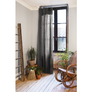 Lot de 2 rideaux gaze de coton 140x300 cm Gris anthracite