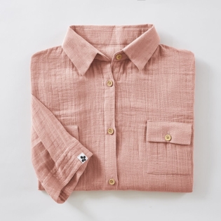 Tunique chemise femme double gaze de coton GAÏA – 100% coton – boutons coco – taille S/M - Rose pêche