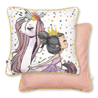 Coussin déhoussable 40 x 40 cm PEGASE – 100% coton – Passepoil doré