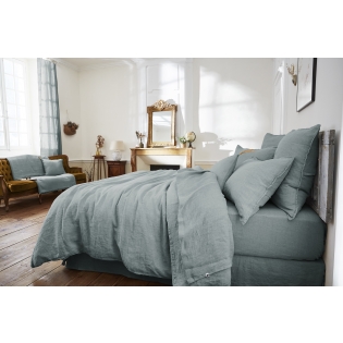 Drap plat 240 x 300 cm – Lin lavé Français - SOLINE Azur