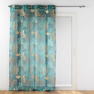 Voilage à œillets Ornella Émeraude-Or 140x240 cm imprimé métallisé