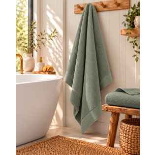 Drap de bain Softy 100 x 150 cm – Éponge Zero Twist 100% coton peigné 600 g/m² – Romarin sur Mon Linge de Maison Drap de bain Softy 100 x 150 cm – Éponge Zero Twist 100% coton peigné 600 g/m² – Romarin
