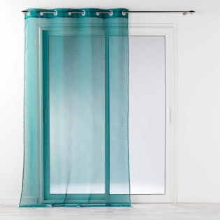 Voilage à oeillets 140 x 240 cm liseré blanc Louise Pétrole