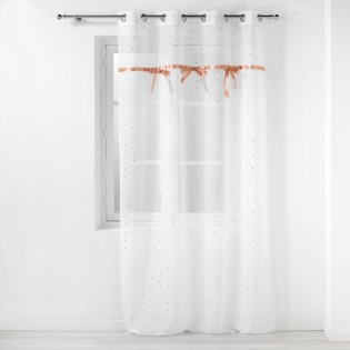 panneau a oeillets 140 x 240 cm voile sable imp. metal.+noeuds little miss sur Mon Linge de Maison panneau a oeillets 140 x 240 cm voile sable imp. metal.+noeuds little miss