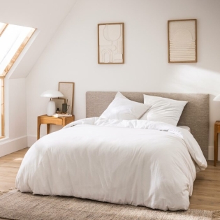 Parure de lit 3 pièces 260 x 240 cm en fils teints lavés unis – Meline Blanc (60 fils) sur Mon Linge de Maison Parure de lit 3 pièces 260 x 240 cm en fils teints lavés unis – Meline Blanc (60 fils)