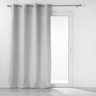 Rideau à Œillets 140 x 260 cm – Jacquard Chenille à Motifs – Mariella Gris
