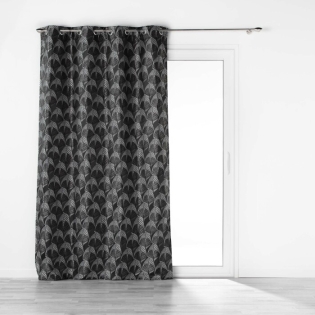 Rideau a oeillets tamisant 140 x 260 cm jacquard Floriani Noir