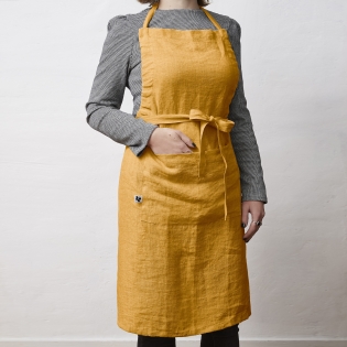 Tablier ajustable lin lavé 70 x 85 cm soline miel Jaune