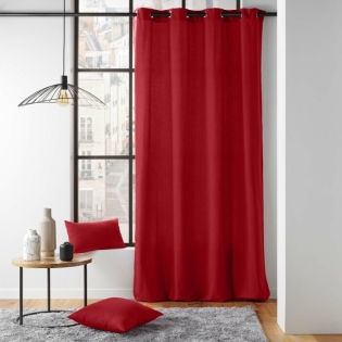 Rideau à œillets 135 x 260 cm – polycoton – Twily Rouge sur Mon Linge de Maison Rideau à œillets 135 x 260 cm – polycoton – Twily Rouge