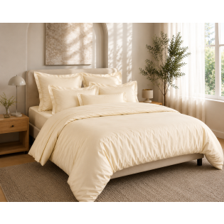 Housse de Couette 240 x 220 cm Prestige 120 Fils/cm² Satin de Coton Crème