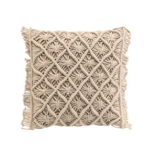 Coussin dehous. compr. franges 40 x 40 cm coton macrame indy Sans
