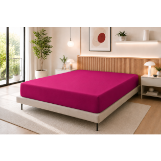 Drap Housse 140 x 190 cm Magenta – 100% Coton 57 Fils/cm²