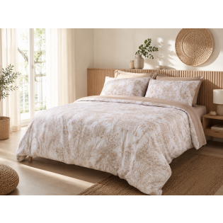 Housse de couette 260 x 240 cm coton 57 fils imprimé végétal JAVA sur Mon Linge de Maison Housse de couette 260 x 240 cm coton 57 fils imprimé végétal JAVA