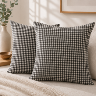 Lot de 2 Taies d'Oreiller 60 x 60 cm Double Gaze de Coton VICKIE Truffe