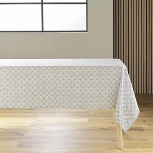 Nappe rectangle 145 x 240 cm polyester imprime costaria Naturel