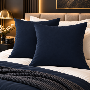 Lot de 2 taies d’oreiller Duo Protect 63 x 63 cm Coton 57 fils/cm² Imperméables Bleu