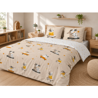 Parure de lit 3 pièces 200 x 200 cm ISIDORE – Réversible – 100% coton 57 fils