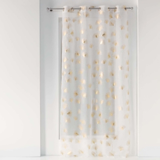 Voilage a oeillets 140 x 240 cm voile sable imprime metallise ginkgold sur Mon Linge de Maison Voilage a oeillets 140 x 240 cm voile sable imprime metallise ginkgold