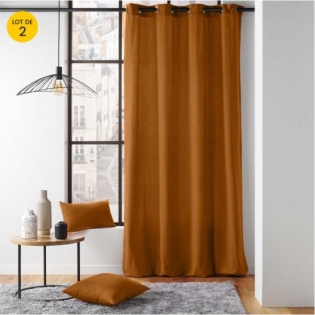 Lot de 2 Rideaux 135 x 260 cm – Twily Camel – Polycoton