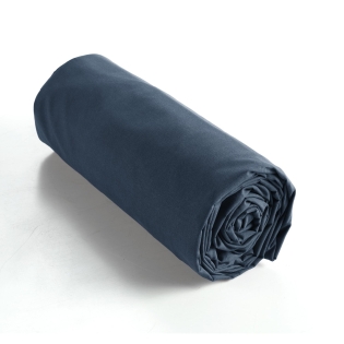 Drap housse coton luxe 160 x 200 cm bonnet 30 cm Ambre  Bleu foncé