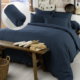 Pack Housse de couette chaude en flanelle 240 x 220 cm + drap housse 140x190 Candice Bleu sur Mon Linge de Maison Pack Housse de couette chaude en flanelle 240 x 220 cm + drap housse 140x190 Candice Bleu