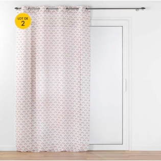 Lot de 2 Voilages art déco a oeillets 140 x 240 cm metallisé Lorea Rose