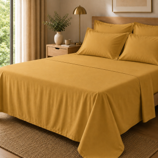 Drap Plat Percale 240 x 300 cm – Pur Coton Peigné Longues Fibres 80 Fils/cm² - Mangue