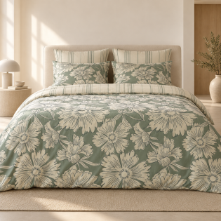 Housse de couette 260 x 240 cm 100% coton 57 fils imprimé TAMARA