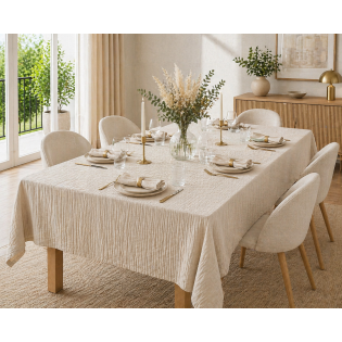 Nappe rectangle 150 x 350 cm + 6 serviettes de table – Double gaze de coton GAÏA Pampa