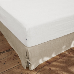 Drap Housse 140 x 190 cm – Lin Lavé Français Luxe Soline – Blanc