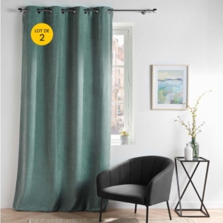 Lot de 2 Rideau tamisant 135 x 260 cm velours uni Novana Sauge