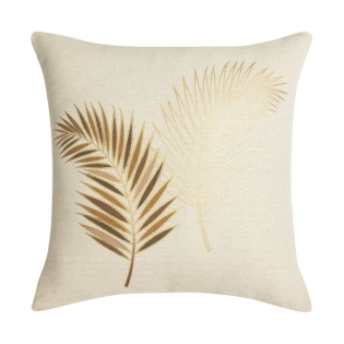 Coussin déhoussable 45 x 45 cm Polycoton imprimé métallisé ISADORA Ocre
